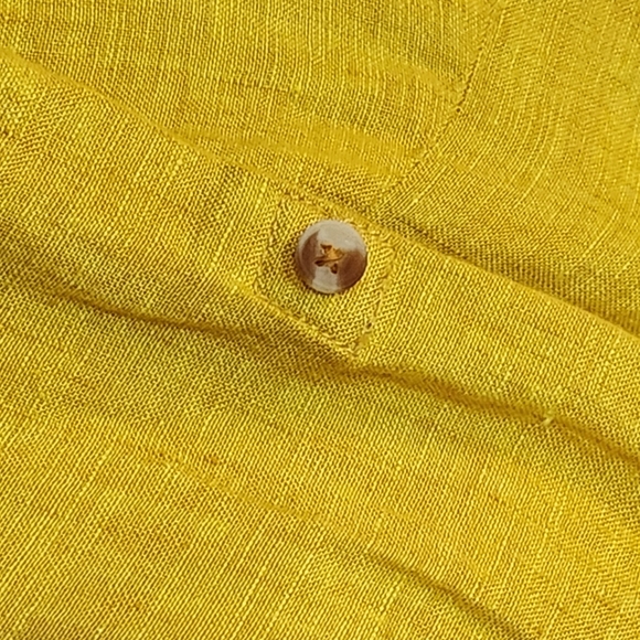 Maeve Anthropologie Blouse Womens 2 Marva Lace-Up Linen Gold Yellow Roll Tabs - Picture 6 of 7
